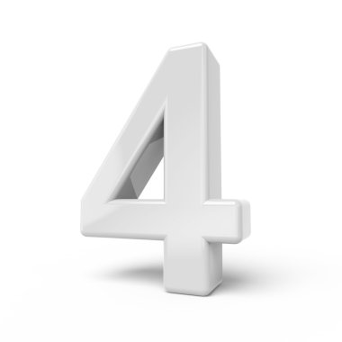 3D render beyaz sayı 4 