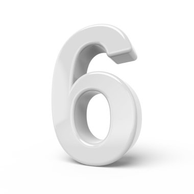 3D render beyaz numarası 6