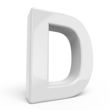3D render Beyaz harf D 