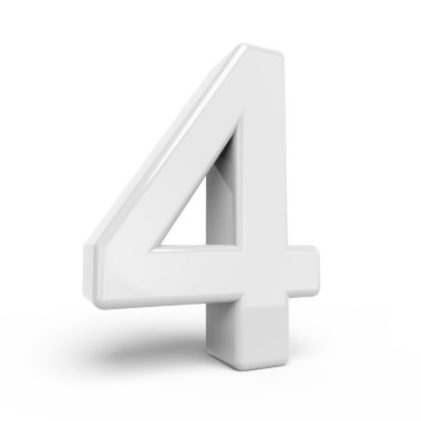 3D render beyaz sayı 4