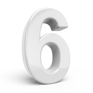 3D render beyaz numarası 6