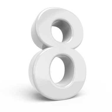 3D render beyaz sayı 8