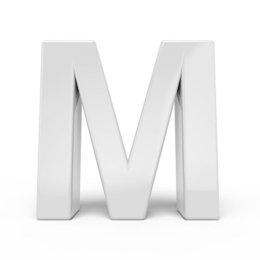 3D render Beyaz harf M 