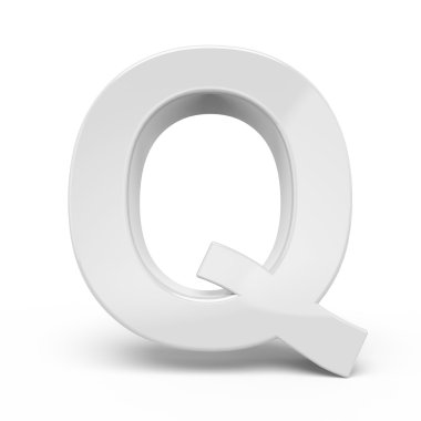 3D render Beyaz harf Q