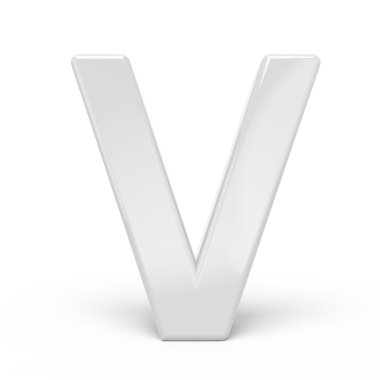 3D render Beyaz harf V 