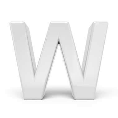 3D render Beyaz harf W 