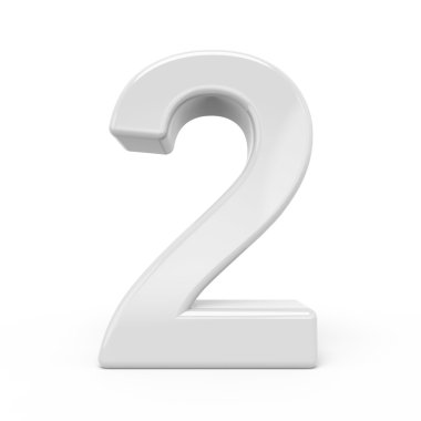 3D render beyaz sayı 2