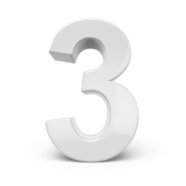3D render beyaz sayısı 3 