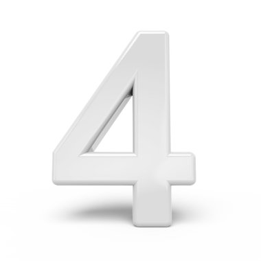 3D render beyaz sayı 4