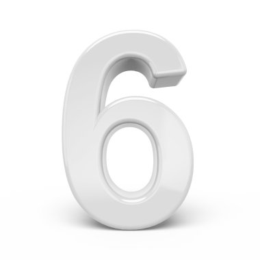 3D render beyaz numarası 6
