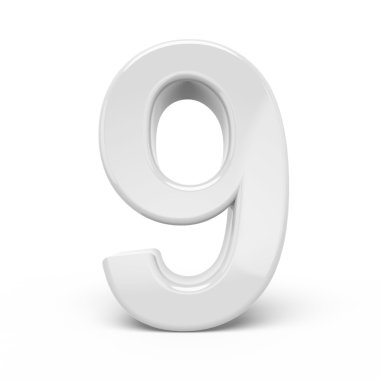 3D render beyaz sayı 9