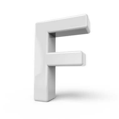 3D render Beyaz harf F 