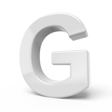 3D render Beyaz harf G 