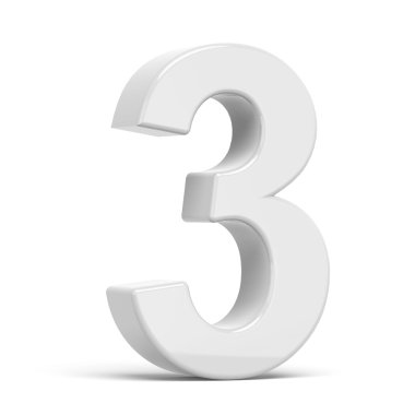 3D render beyaz sayısı 3 