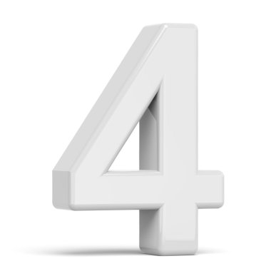 3D render beyaz sayı 4 