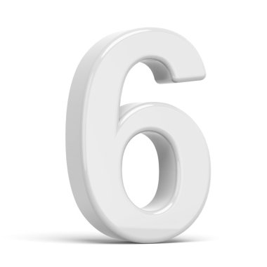3D render beyaz numarası 6