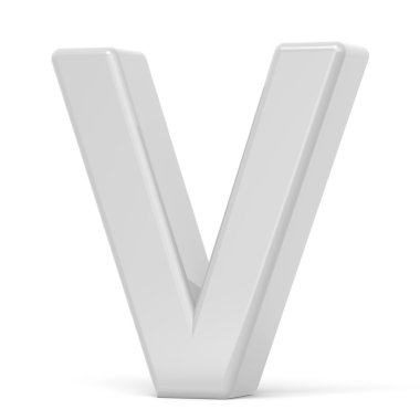 3D render Beyaz harf V 