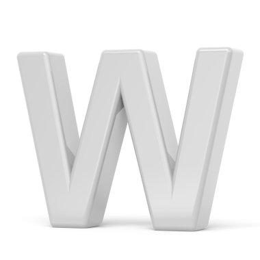 3D render Beyaz harf W 