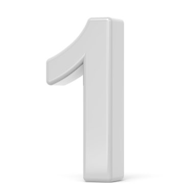 3D render beyaz sayı 1