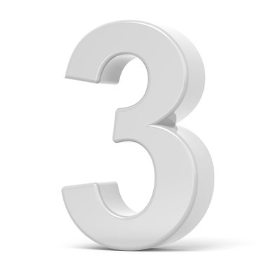 3D render beyaz sayısı 3 
