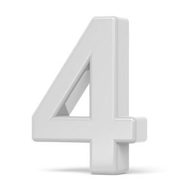 3D render beyaz sayı 4