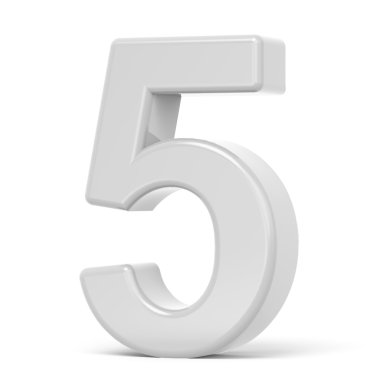 3D render beyaz sayı 5 