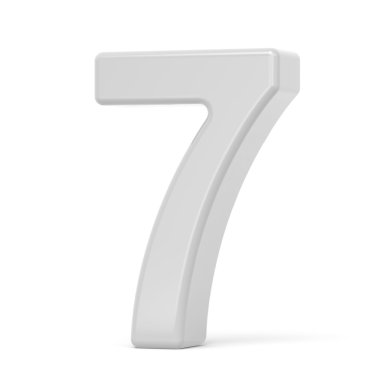 3D render beyaz sayı 7