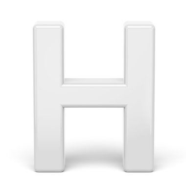 3D render Beyaz harf H 