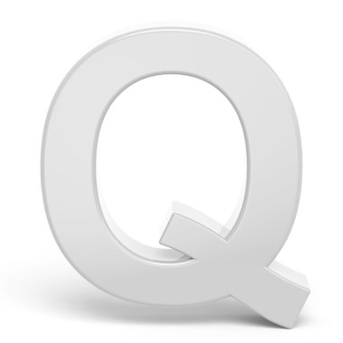 3D render Beyaz harf Q 