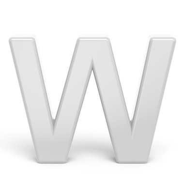 3D render Beyaz harf W 