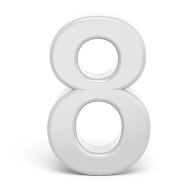 3D render beyaz sayı 8