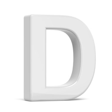 3D render Beyaz harf D