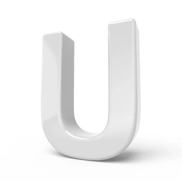 Litery 3D renderowania biały U — Zdjęcie stockowe