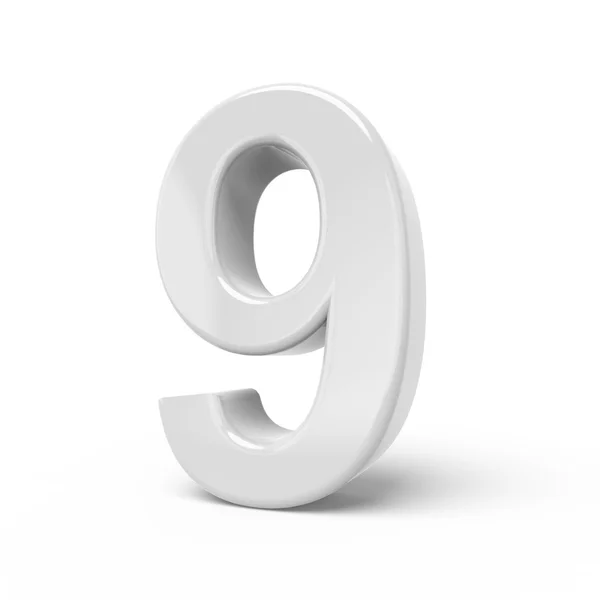 Rendering 3D numero bianco 9 — Foto Stock