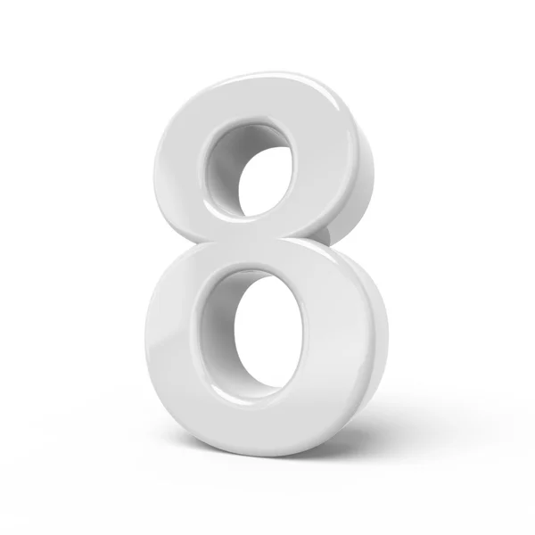 3D візуалізація білого числа 8 — стокове фото