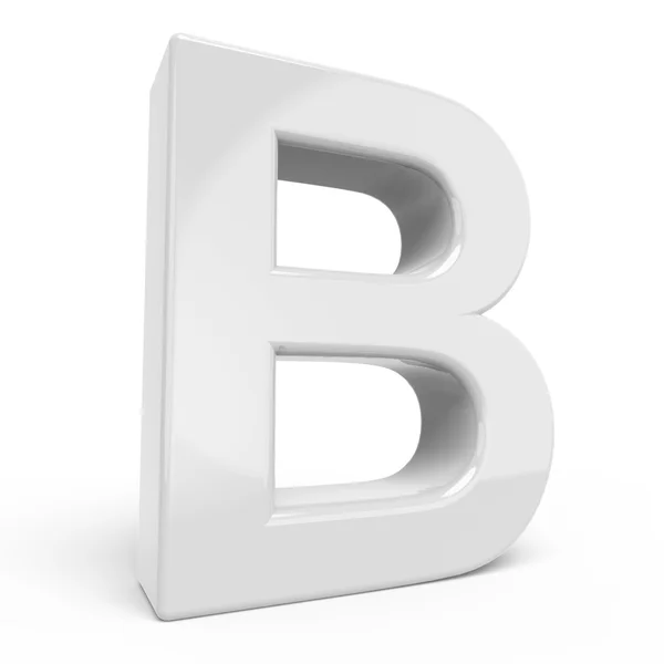 Renderização 3D letra branca B — Fotografia de Stock
