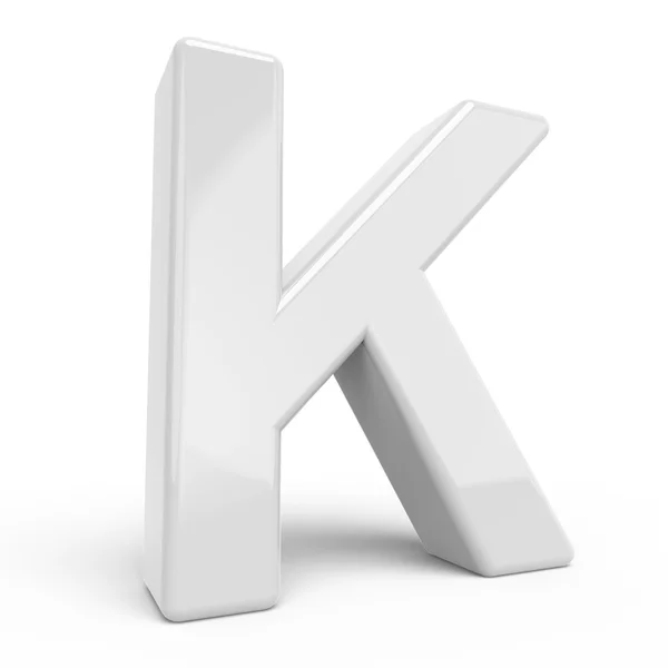 Renderização 3D letra branca K — Fotografia de Stock