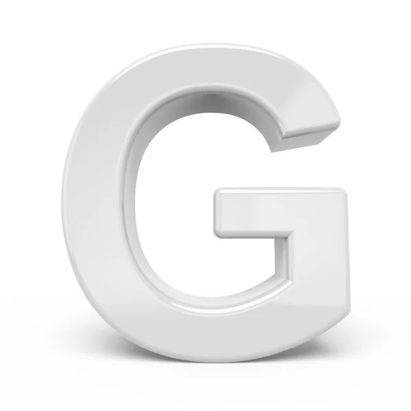Renderização 3D letra branca G — Fotografia de Stock