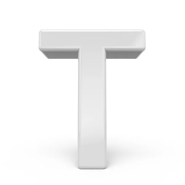 Representación 3D letra blanca T — Foto de Stock