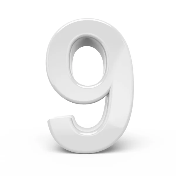 Rendering 3D numero bianco 9 — Foto Stock