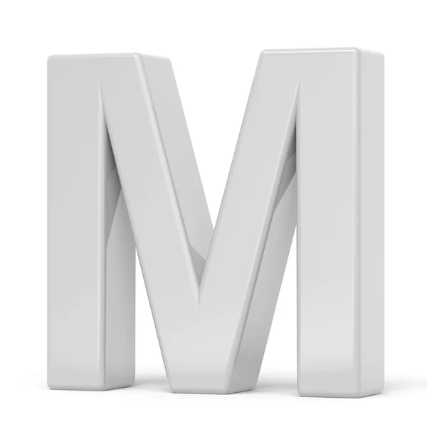Rendering 3D lettera bianca M — Foto Stock