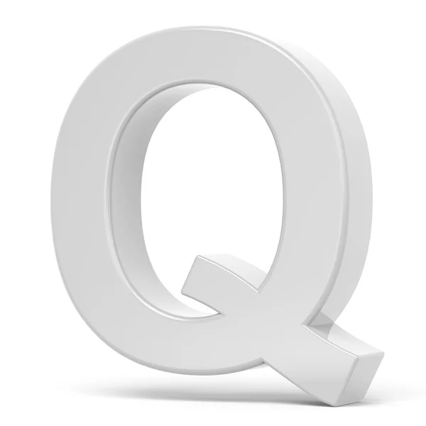 Representación 3D letra blanca Q — Foto de Stock