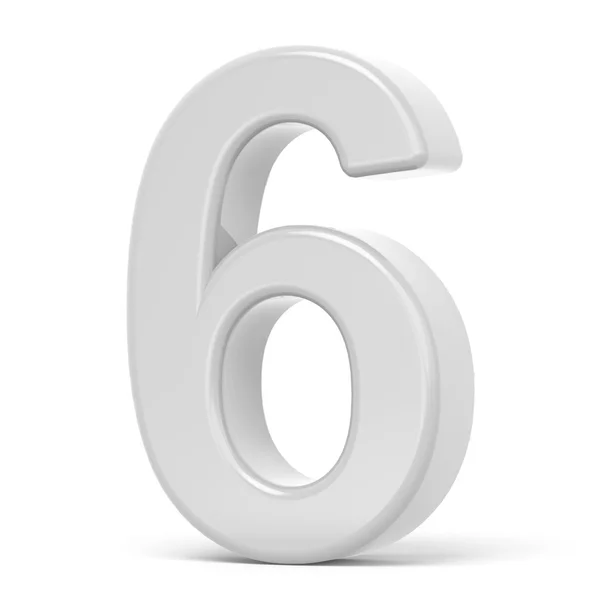 3D rendering white number 6 — Stock Photo, Image