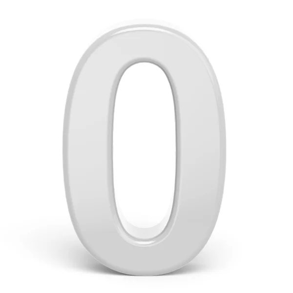 3D rendering white number 0 — Stock Photo, Image