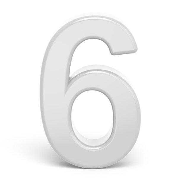 3D рендеринг белого числа 6

