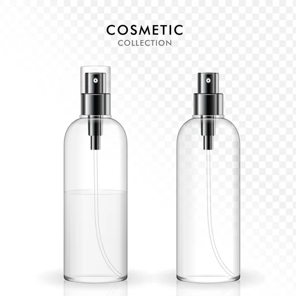 Cosmetic spray bottle template set — Stock Vector