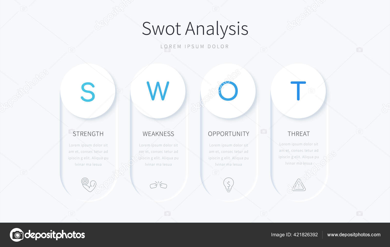 Swot Analysis Infographic Design Four Label Elements Concept Company