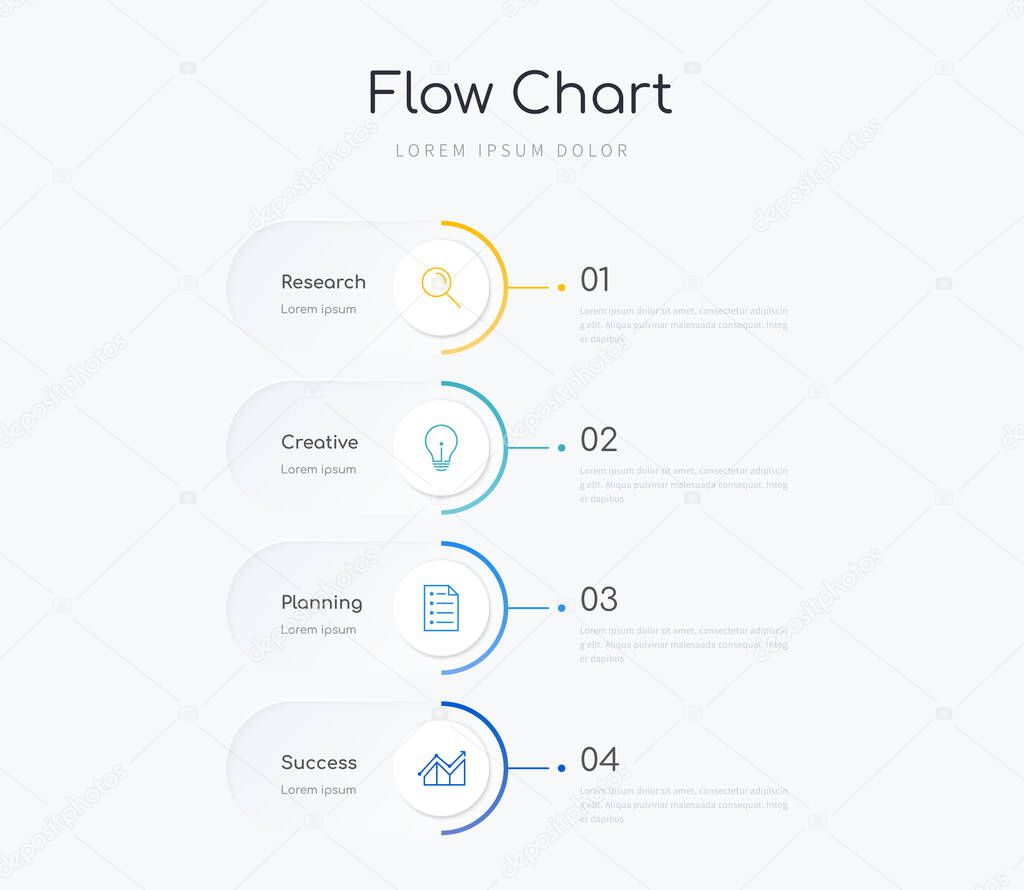 Flow chart infographic template with four options