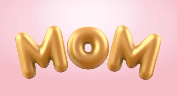 Golden Mom Ballong Ord Isolerade Rosa Bakgrund Illustration Element Lämplig — Stock vektor