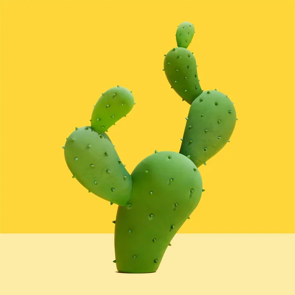 Trendi Kaktusznövény Természetes Elem Elszigetelt Sárga Háttér Nyári Dekorációra Alkalmas — Stock Vector